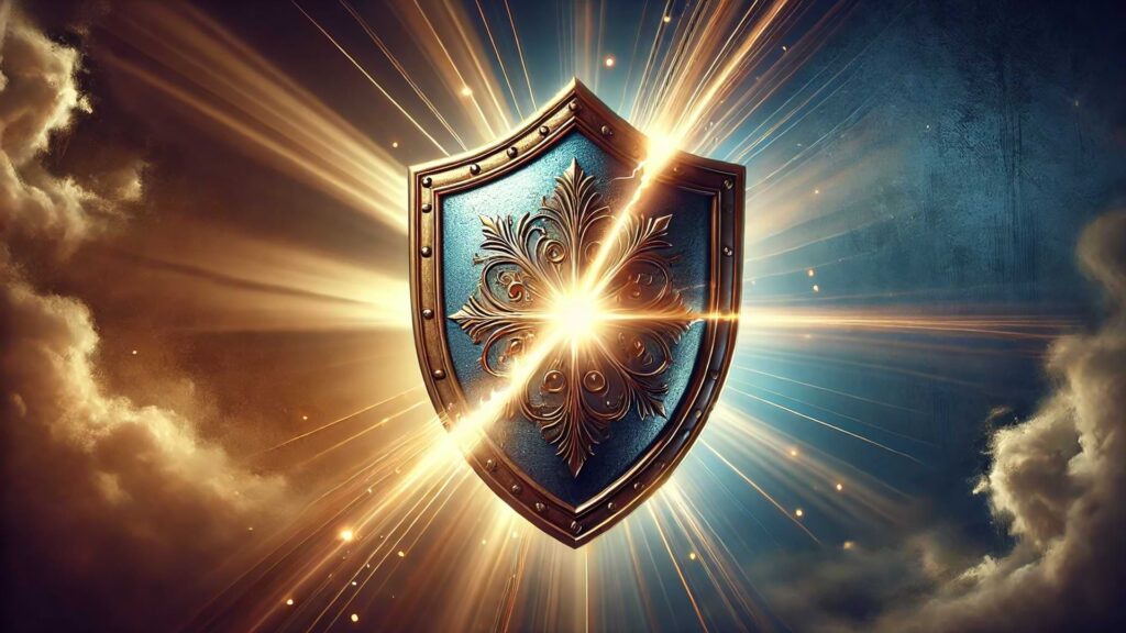 Shield With Subtle Cracks Emitting Radiant Light Symbolizing Strength Through Vulnerability