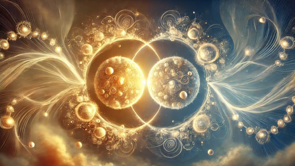 Two Glowing Orbs Interconnected By Radiant Flowing Energy Patterns Symbolizing Authentic And Harmonious Relationship