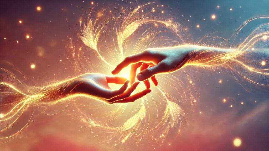 Two Hands Gently Intertwined Surrounded By Radiant Glowing Energy Symbolizing The Healing And Connection Of The Lover